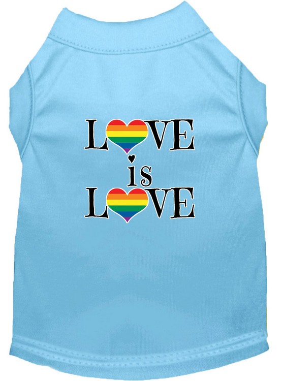 Love is Love Screen Print Dog Shirt Baby Blue XXL